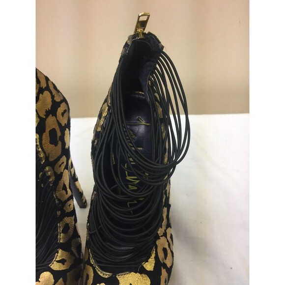 LONDON TRASH Gold/black leopard print leather platform pumps women shoes SZ 6.5 - Picture 7 of 12